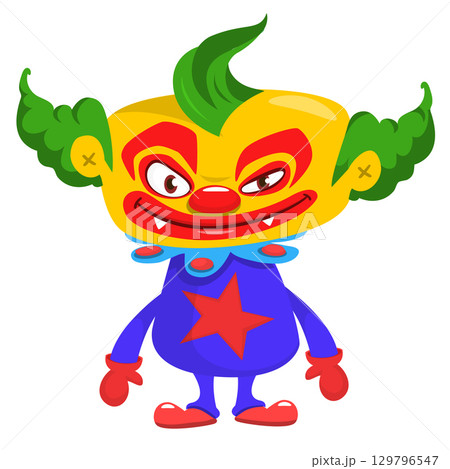 Cartoon scary clown character for Halloween design. Vector isolated Cartoon scary clown character for Halloween design. Vector isolated 129796547