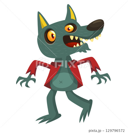 Cartoon funny werewolf character for Halloween design. Vector isolated Cartoon funny werewolf character for Halloween design. Vector isolated 129796572