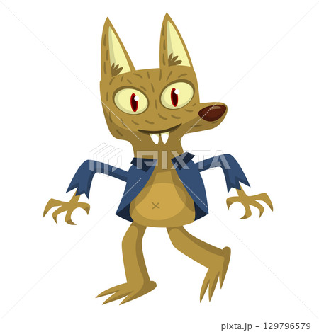 Cartoon funny werewolf character for Halloween design. Vector isolated 129796579