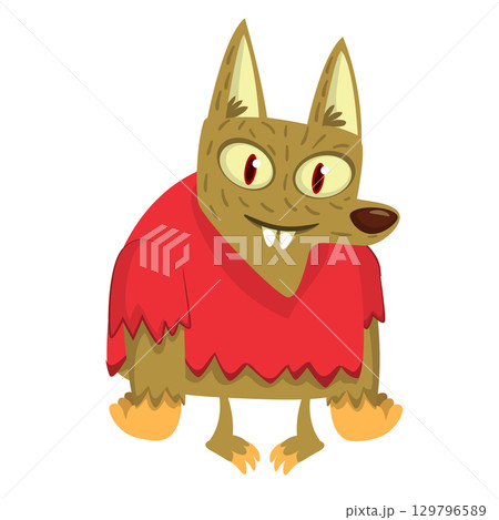 Cartoon funny werewolf character for Halloween design. Vector isolated 129796589