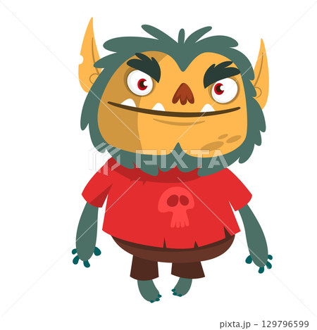 Cartoon funny werewolf character for Halloween design. Vector isolated 129796599
