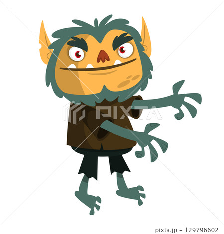 Cartoon funny werewolf character for Halloween design. Vector isolated 129796602