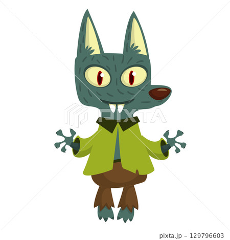 Cartoon funny werewolf character for Halloween design. Vector isolated 129796603