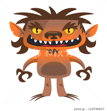 Cartoon funny werewolf character for Halloween design. Vector isolated 129796607