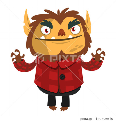 Cartoon funny werewolf character for Halloween design. Vector isolated 129796610