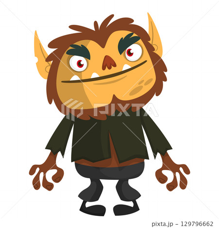 Cartoon funny werewolf character for Halloween design. Vector isolated Cartoon funny werewolf character for Halloween design. Vector isolated 129796662