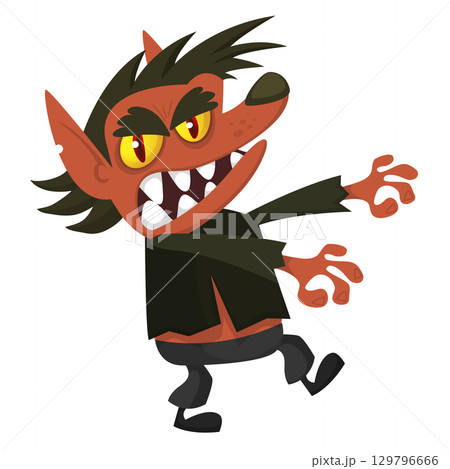 Cartoon funny werewolf character for Halloween design. Vector isolated Cartoon funny werewolf character for Halloween design. Vector isolated 129796666