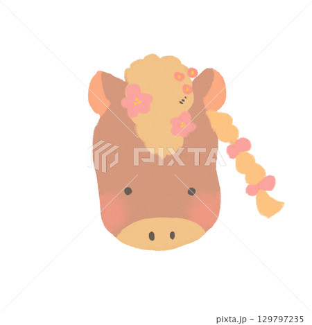 かわいい馬のキャラクターイラスト 129797235