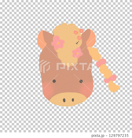 かわいい馬のキャラクターイラスト 129797235