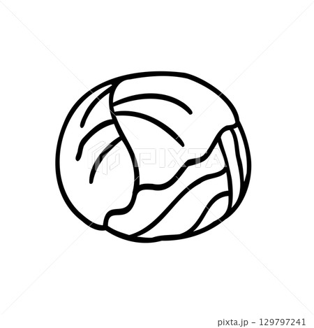 かわいい手描きのキャベツイメージイラスト 129797241