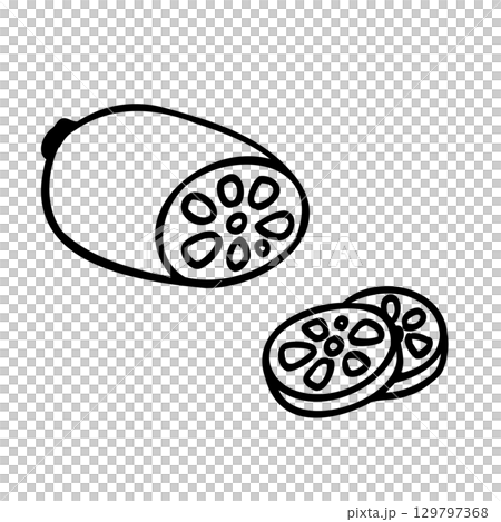 可愛的手繪蓮藕圖像插圖 可愛的手繪蓮藕圖像插圖 129797368