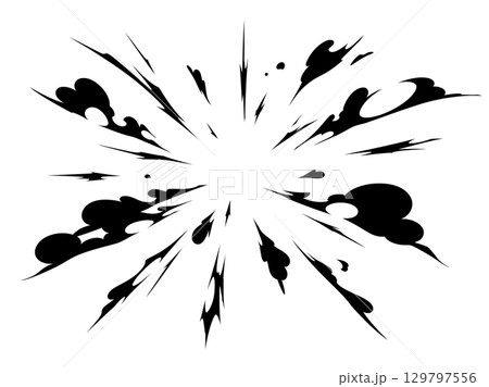 放射状に広がる煙のエフェクトのシルエットの背景 129797556