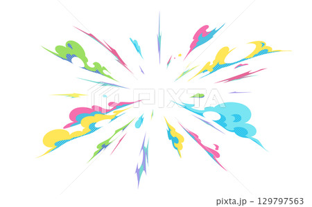 放射状に広がるカラフルな煙のエフェクトの背景素材 放射状に広がるカラフルな煙のエフェクトの背景素材 129797563