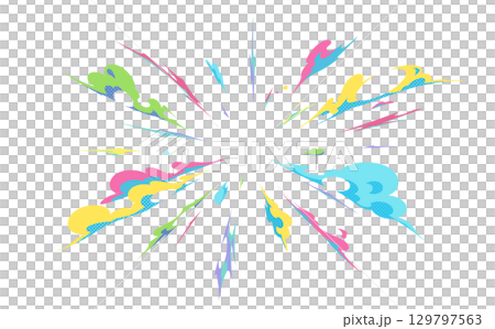 放射状に広がるカラフルな煙のエフェクトの背景素材 放射状に広がるカラフルな煙のエフェクトの背景素材 129797563