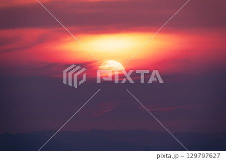 Radiant Sunset Over Pinglin, New Taipei City, Taiwan. 129797627