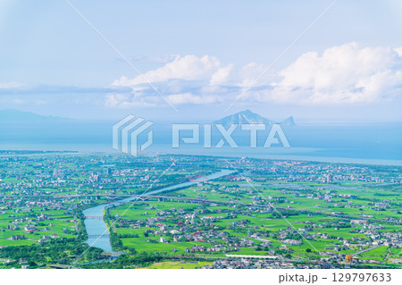 Overlooking Guishan Island and Lanyang Plain from Dongshan, Yilan, Taiwan. Overlooking Guishan Island and Lanyang Plain from Dongshan, Yilan, Taiwan. 129797633