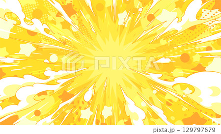 爆発の煙と星が広がるエフェクトのイラスト 129797679