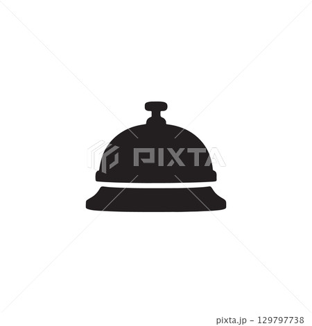 reception bell silhouette icon for hotel front desk and hospitality themes 129797738