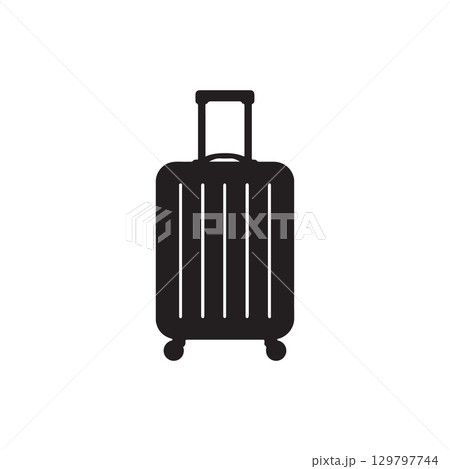 rolling travel suitcase icon minimal silhouette baggage for holiday trip 129797744