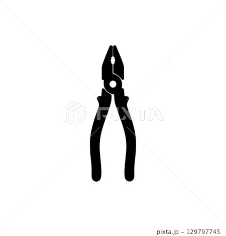 pliers silhouette black hand tool icon for gripping and cutting 129797745