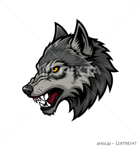 Wolf Head Portrait Vector Logo on white background, suitable for logo element design 129798147