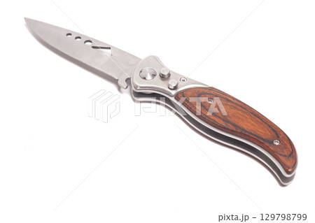 Switchblade pocket knife isolated on white background 129798799
