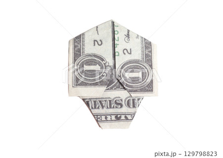 Money Origami Skull from a One Dollar Bill Note isolated 129798823