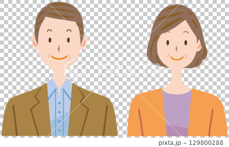 Illustration of a middle-aged couple 129800288