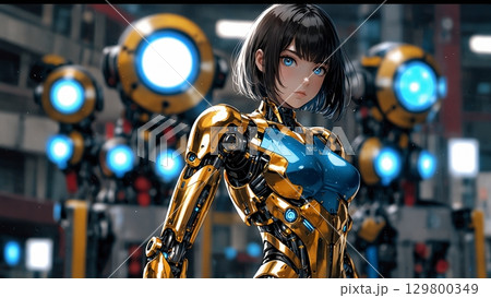 サイボーグ美少女とロボット サイボーグ美少女とロボット 129800349