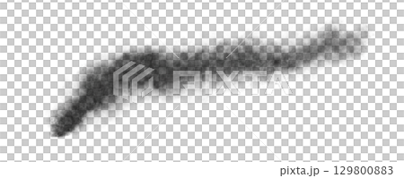 Realistic black smoke cloud with soft texture and natural diffusion effect on transparent background for design use 129800883