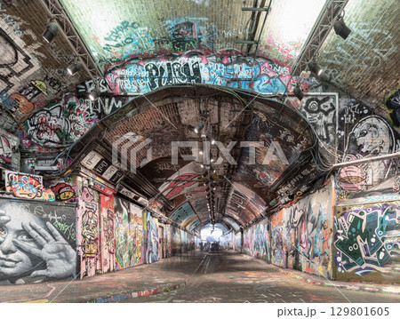 Leake Street Arches also known as the Banksy Tunnel, is a vibrant urban space known for its legal graffiti tunnel. Leake Street Arches also known as the Banksy Tunnel, is a vibrant urban space known for its legal graffiti tunnel. 129801605