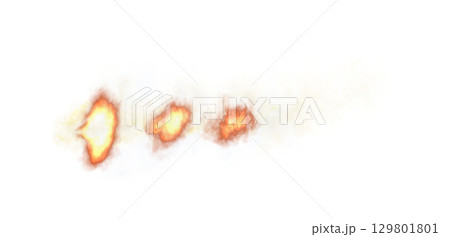 Dragon fire exhaust flame burst with smoke on transparent background tuning car backfire effect for racing and drift 129801801