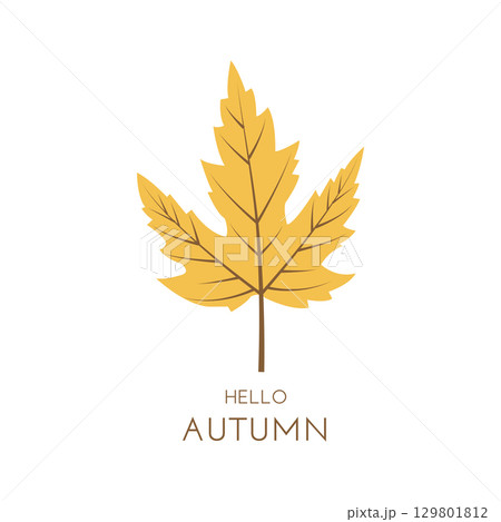 Autumn card with big yellow leave and text in flat style. Vector illustration for banners, social media Autumn card with big yellow leave and text in flat style. Vector illustration for banners, social media 129801812