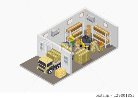 Isometric Warehouse 129801853
