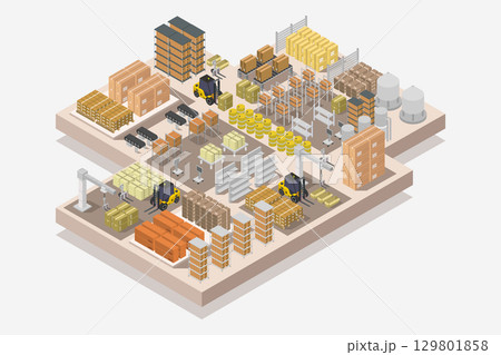 Isometric Warehouse 129801858