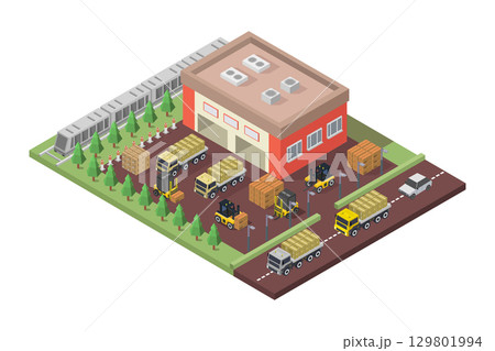 Isometric Warehouse Isometric Warehouse 129801994