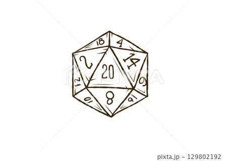 D20 dice line art. sketch roleplay game fantasy design. Adventure tabletop graphic icon D20 dice line art. sketch roleplay game fantasy design. Adventure tabletop graphic icon 129802192