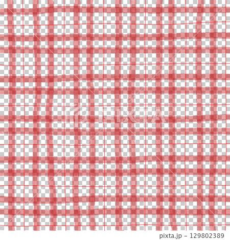 Red Plaid Gingham Check Hand Drawn Background Pattern Overlay 129802389