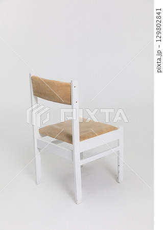 Aesthetic Minimalist White Chair Featuring a Beautiful and Natural Seat Texture Design 129802841