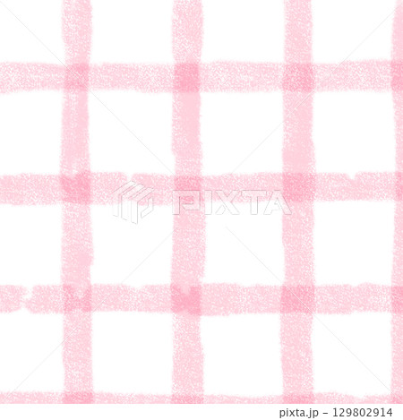 Pink White Plaid Gingham Hand Drawn Background Pattern Overlay 129802914