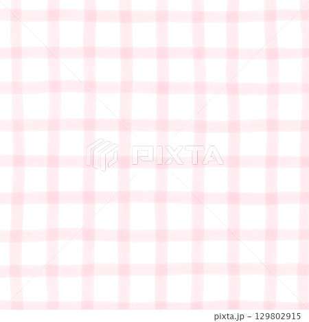 Pink White Plaid Gingham Hand Drawn Background Pattern Overlay 129802915