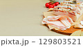 seasoned pork lard and bacon with black pepper and salt. 129803521