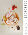 Traditional Ukrainian fatback snack with salt 129803522