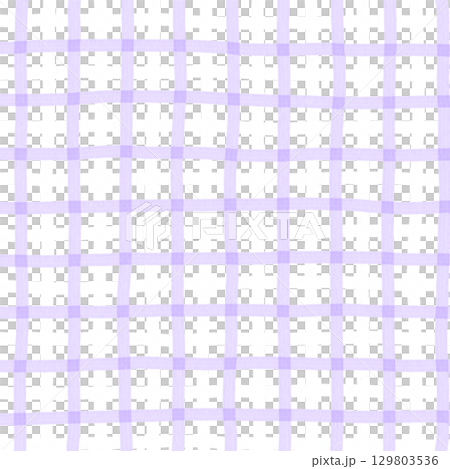 Purple White Plaid Gingham Madras Check Hand Drawn Background Pattern Overlay 129803536