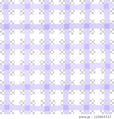 Purple White Plaid Gingham Madras Check Hand Drawn Background Pattern Overlay 129803537