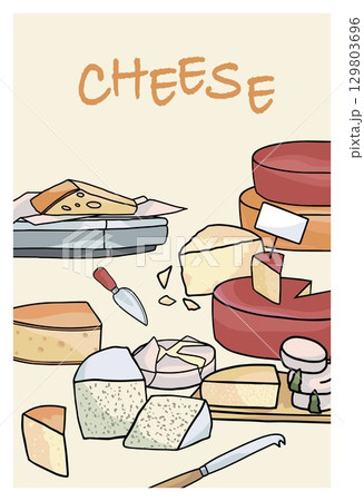 poster template with different types of cheese 129803696