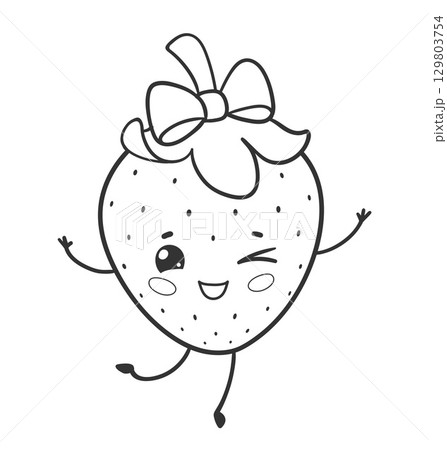 Cute strawberry character illustration 129803754