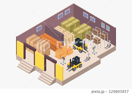 Isometric Warehouse 129803857