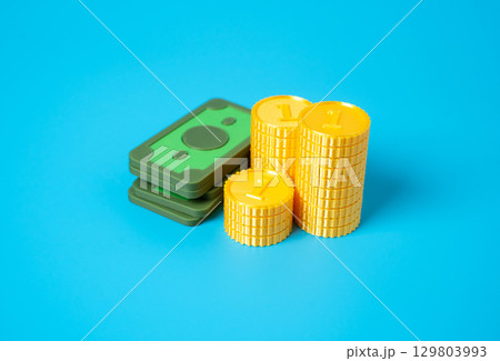 Money from plastic. Fiat currency concept. Payment technologies. 129803993