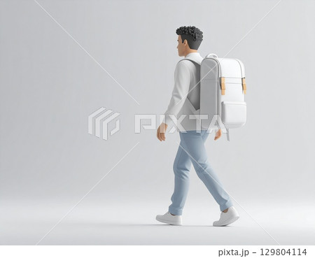 リュックを背負って旅行に行く人の後ろ姿 129804114